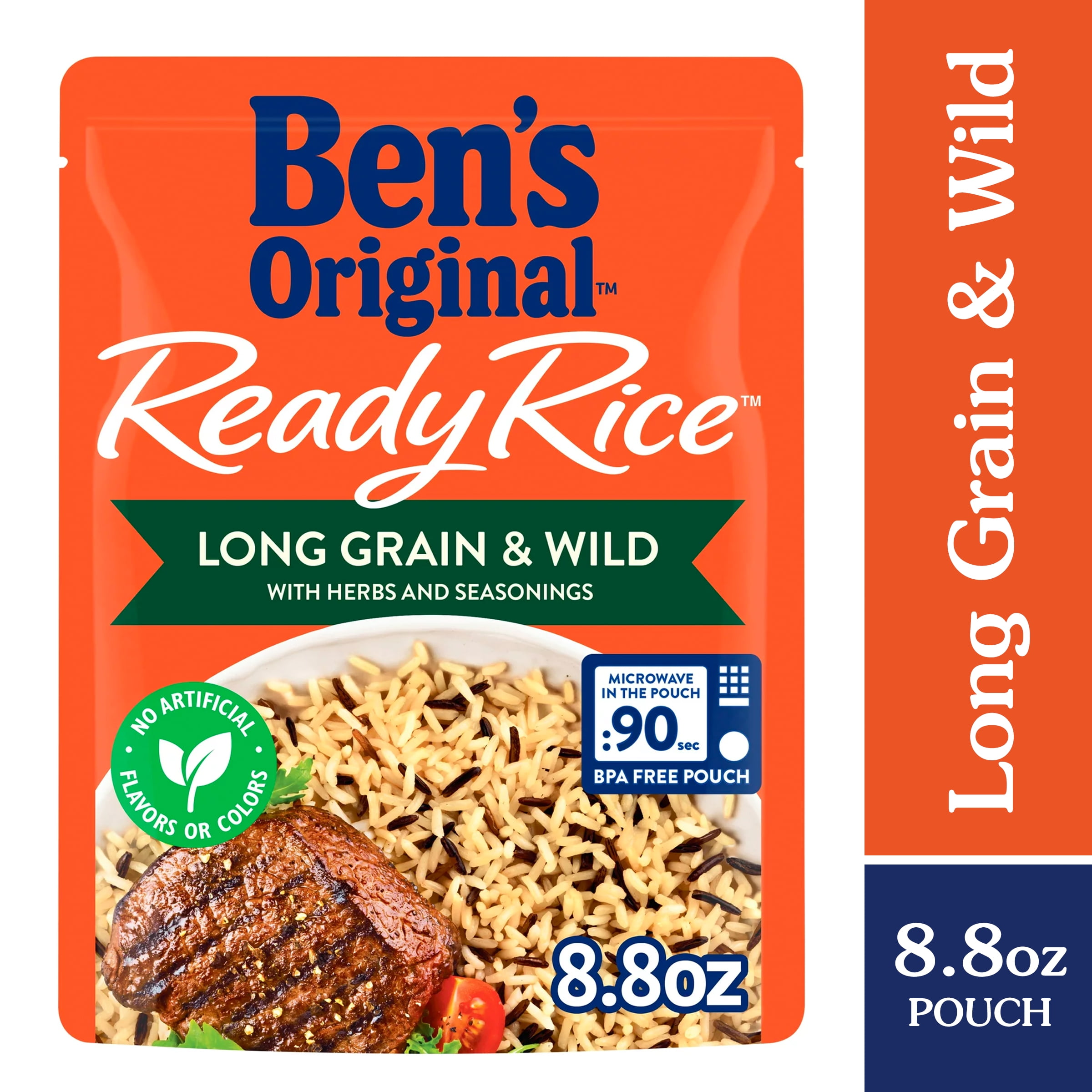 (12 pack) Ben's Original Ready Rice Long Grain and Wild Flavored Rice, Easy Dinner Side, 8.8 Ounce Pouch