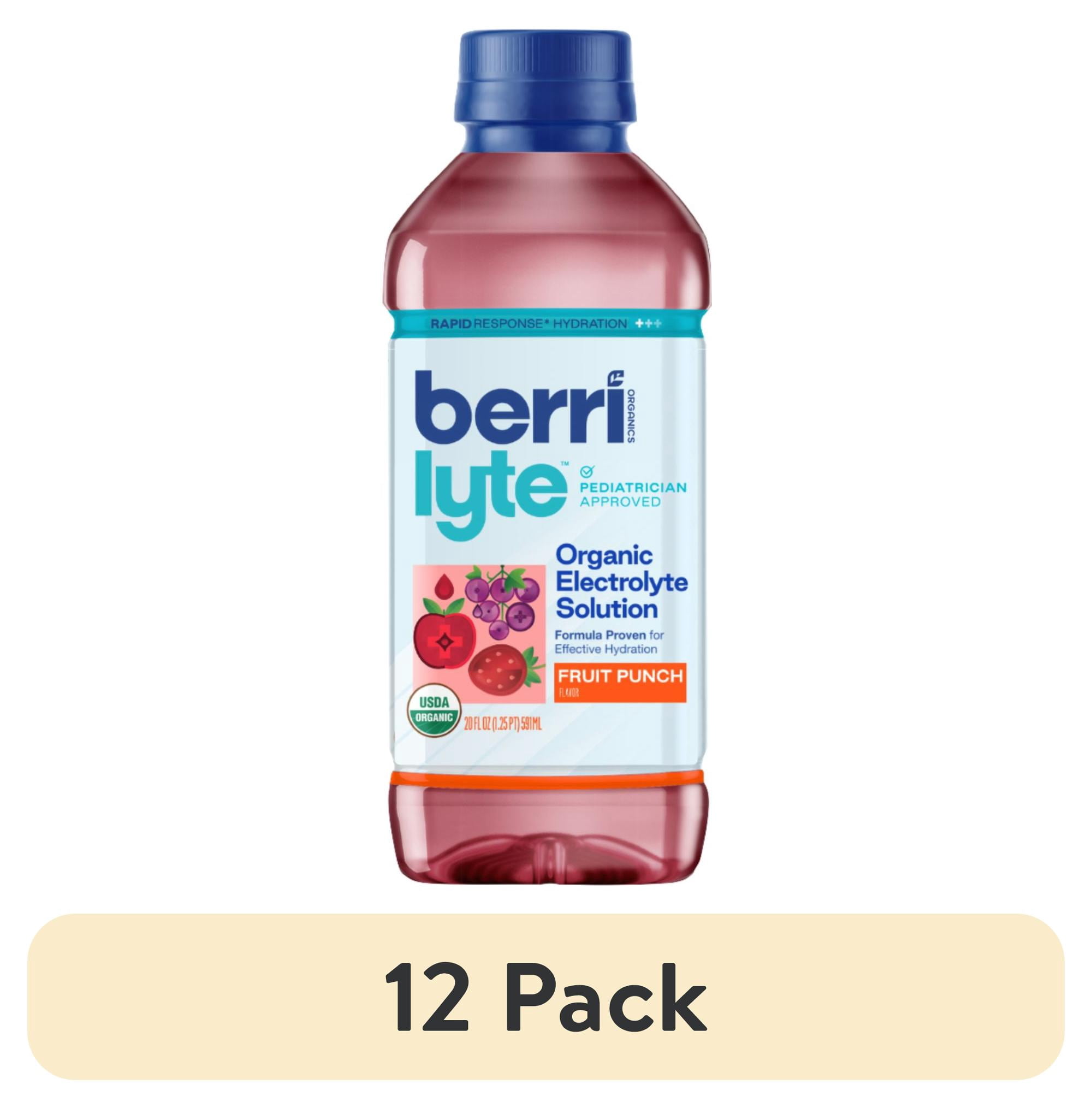 (12 pack) Berri Lyte Organic Electrolyte Hydration Solution Drink, Fruit Punch, 20oz Bottle