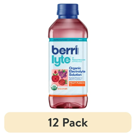 (12 pack) Berri Lyte Organic Electrolyte Hydration Solution Drink, Fruit Punch, 20oz Bottle