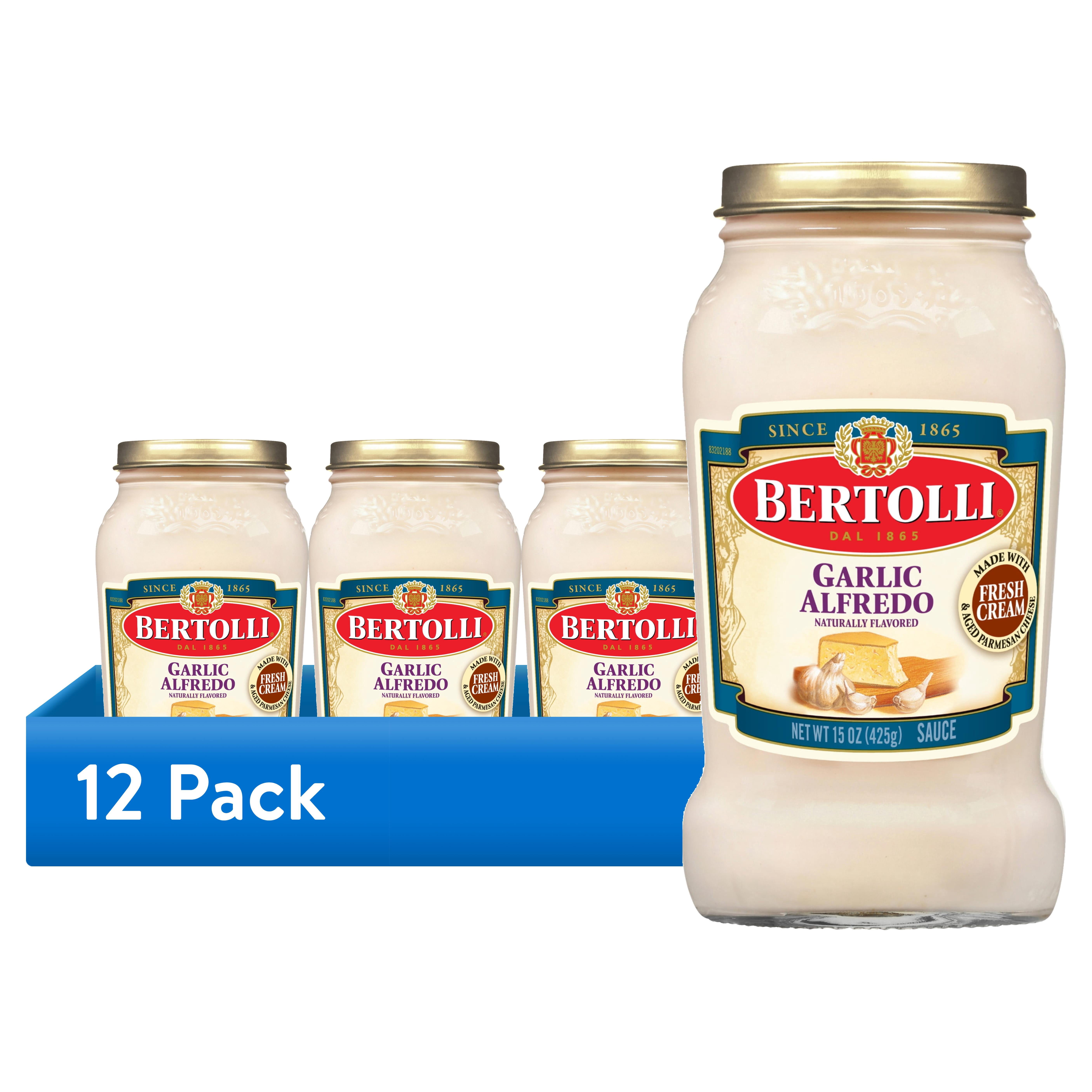 (12 pack) Bertolli Garlic Alfredo Sauce, Creamy Garlic Pasta Sauce, 15 oz