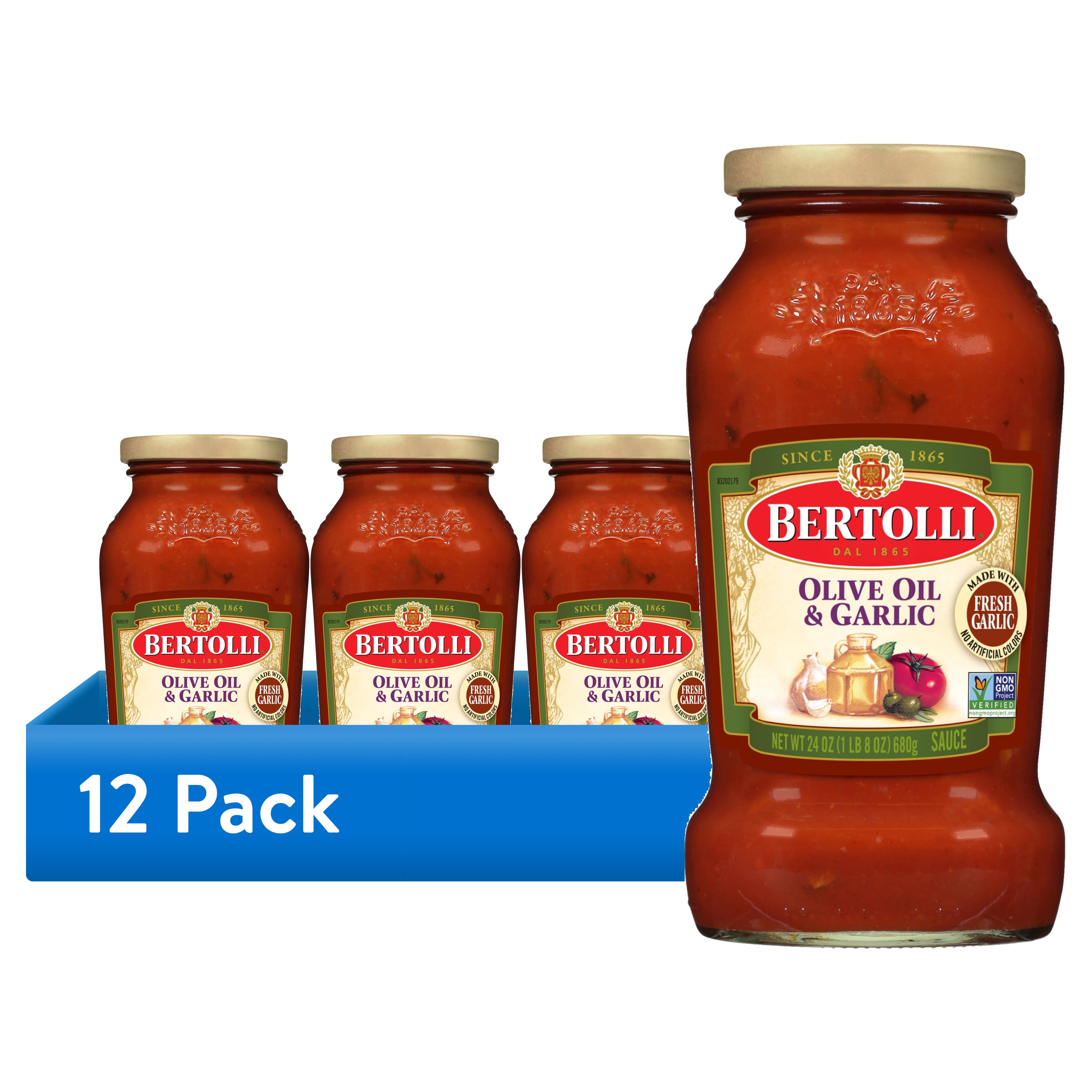 (12 pack) Bertolli Olive Oil and Garlic Pasta Sauce, Tomato Spaghetti Sauce, 24 oz