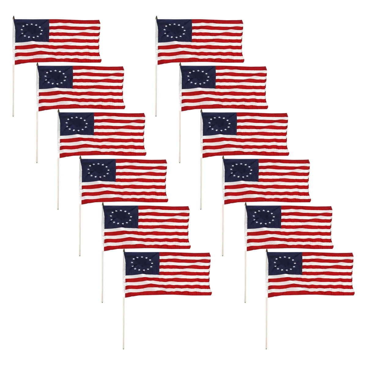 12 pack - Betsy Ross stick flag 12x18 inch