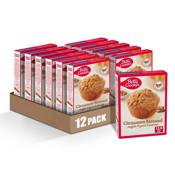 (12 pack) Betty Crocker Cinnamon Streusel Muffin and Quick Bread Mix, 13.9 oz