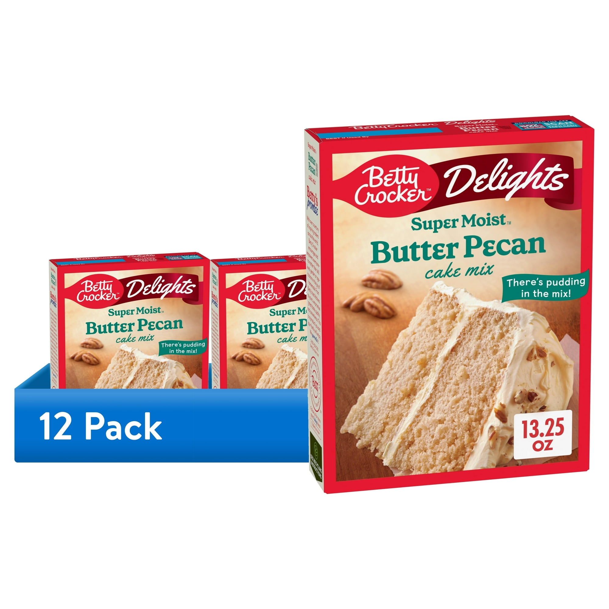 (12 pack) Betty Crocker Delights Super Moist Butter Pecan Cake Mix, 13.25 oz.