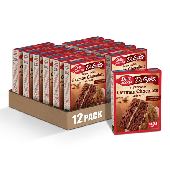(12 pack) Betty Crocker Delights Super Moist German Chocolate Cake Mix, 13.25 oz.