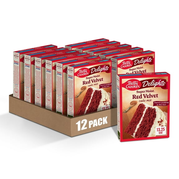 (12 pack) Betty Crocker Delights Super Moist Red Velvet Cake Mix, 13.25 oz.