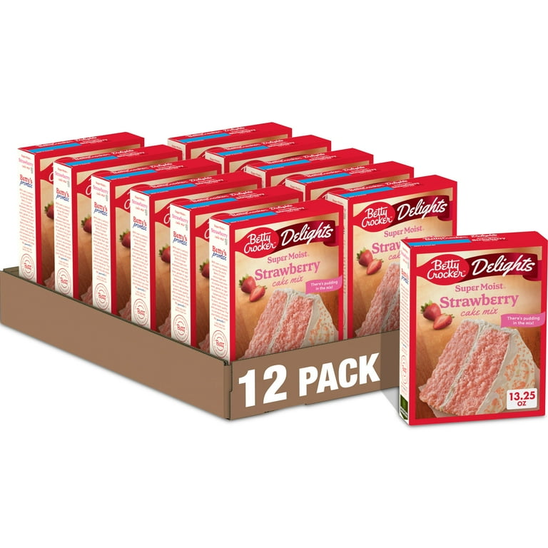 12 pack) Betty Crocker Delights Super Moist Strawberry Cake Mix