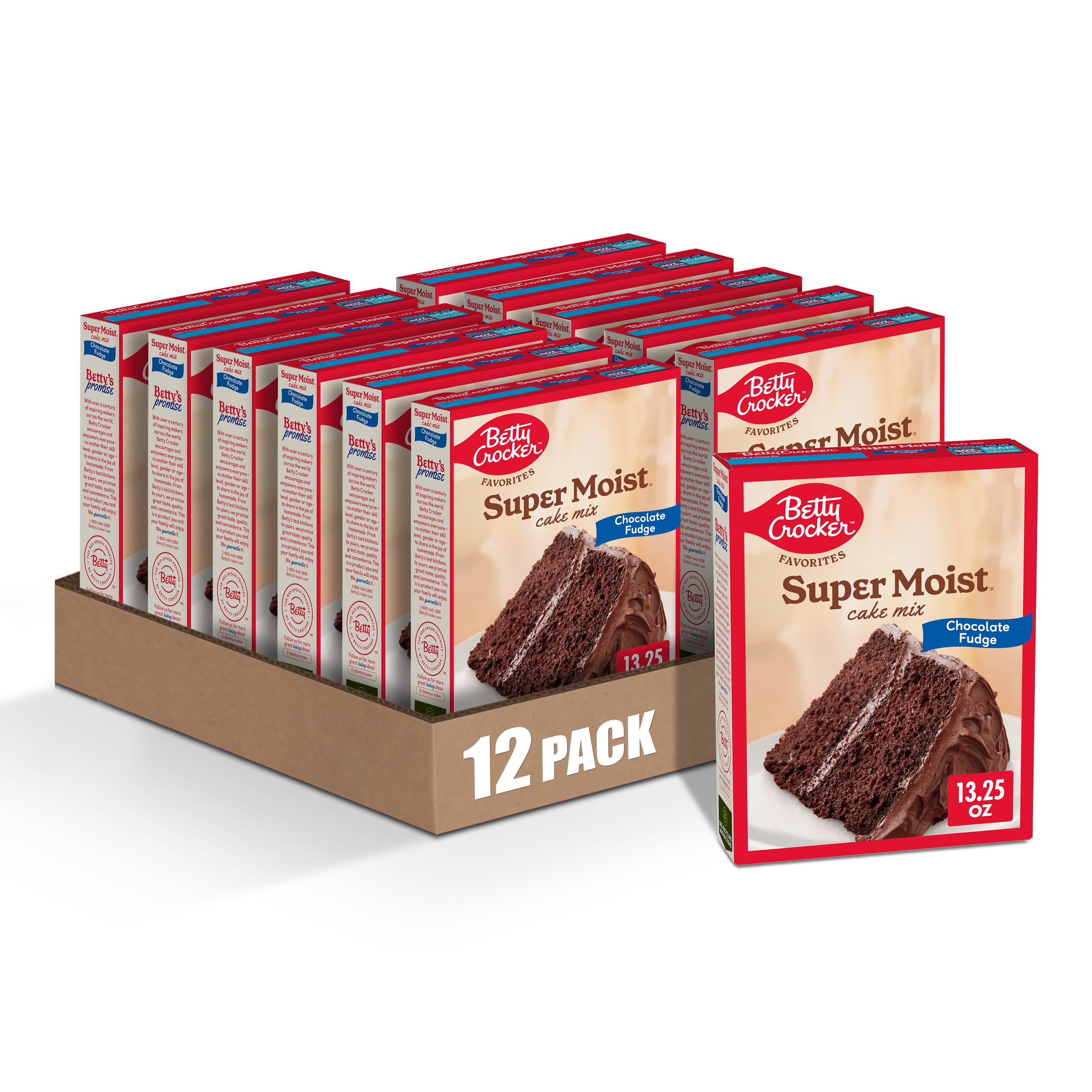(12 pack) Betty Crocker Favorites Super Moist Chocolate Fudge Cake Mix, Holiday Baking, 13.25 oz