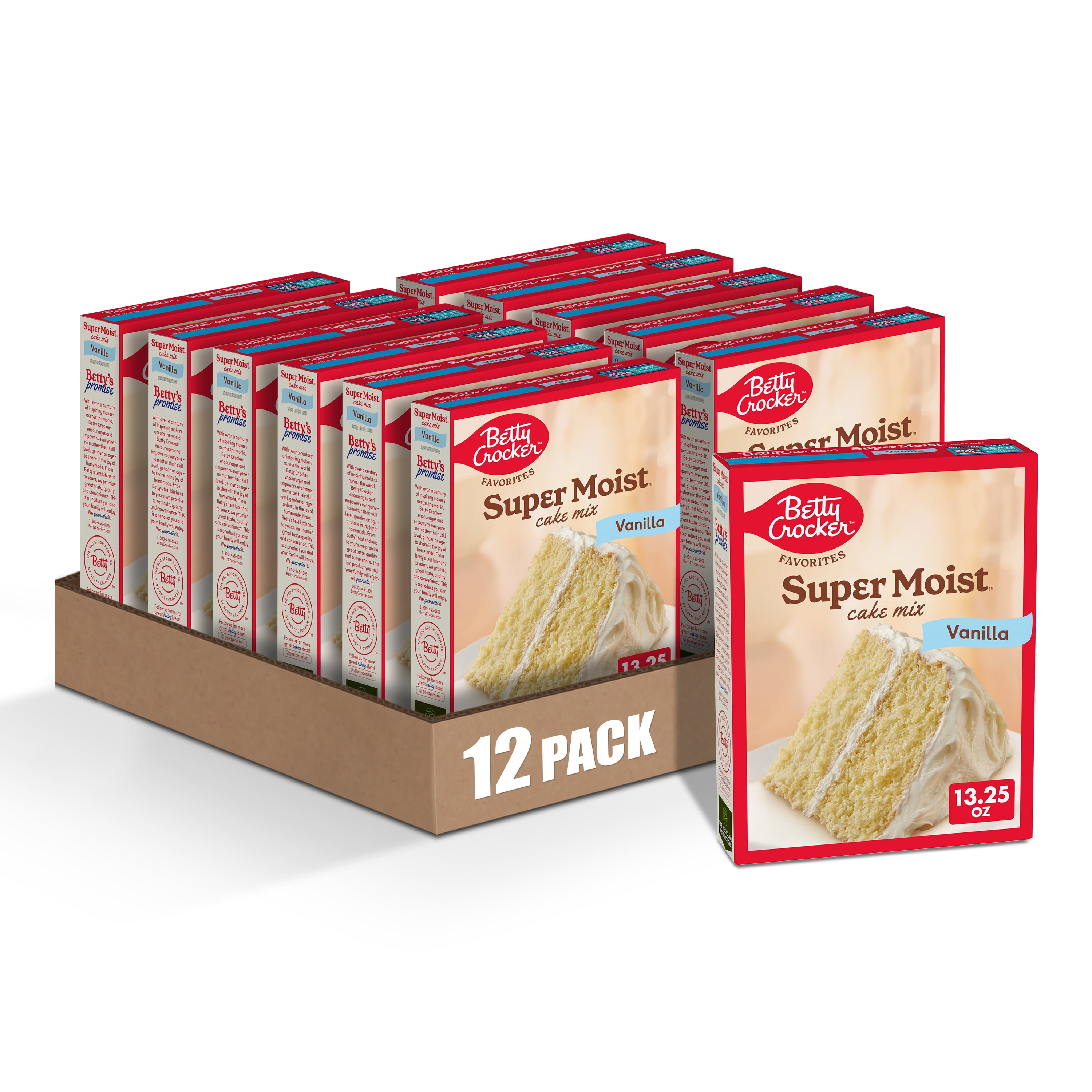 (12 pack) Betty Crocker Favorites Super Moist Vanilla Cake Mix, 13.25 oz