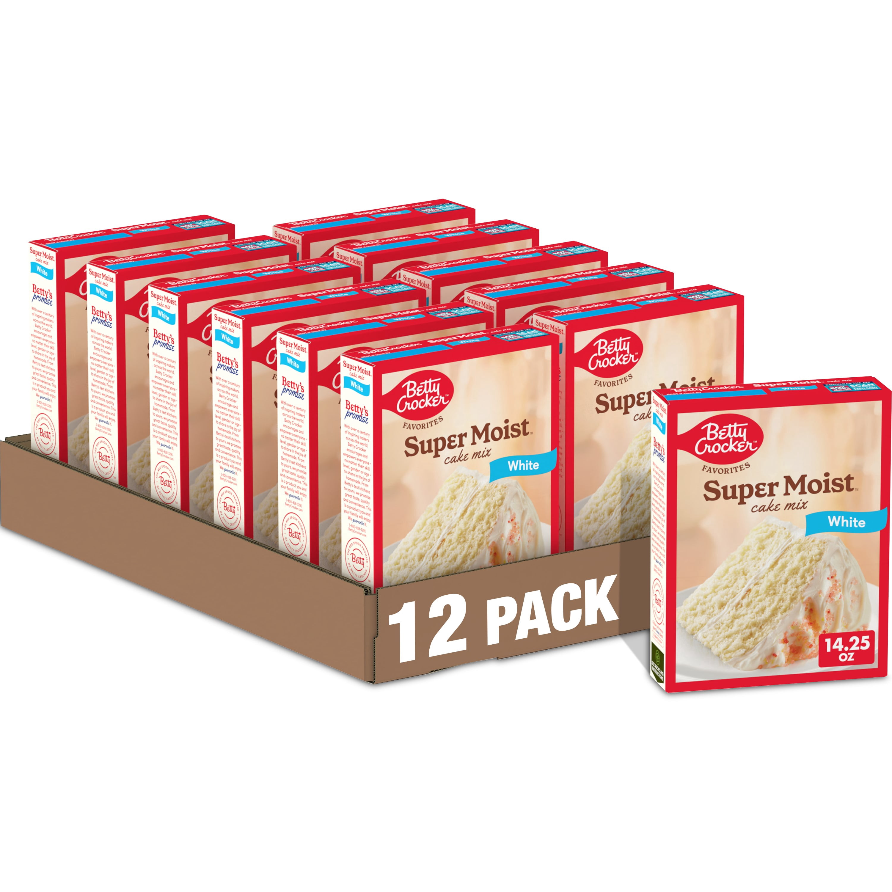 (12 pack) Betty Crocker Favorites Super Moist White Cake Mix, 14.25 oz