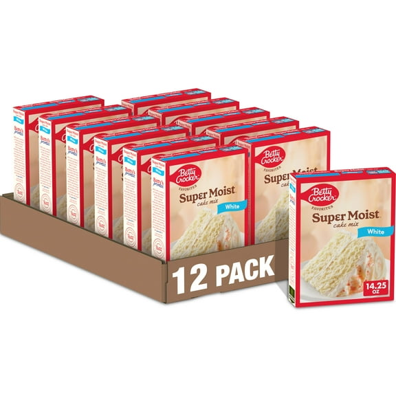 (12 pack) Betty Crocker Favorites Super Moist White Cake Mix, Holiday Baking, 14.25 oz