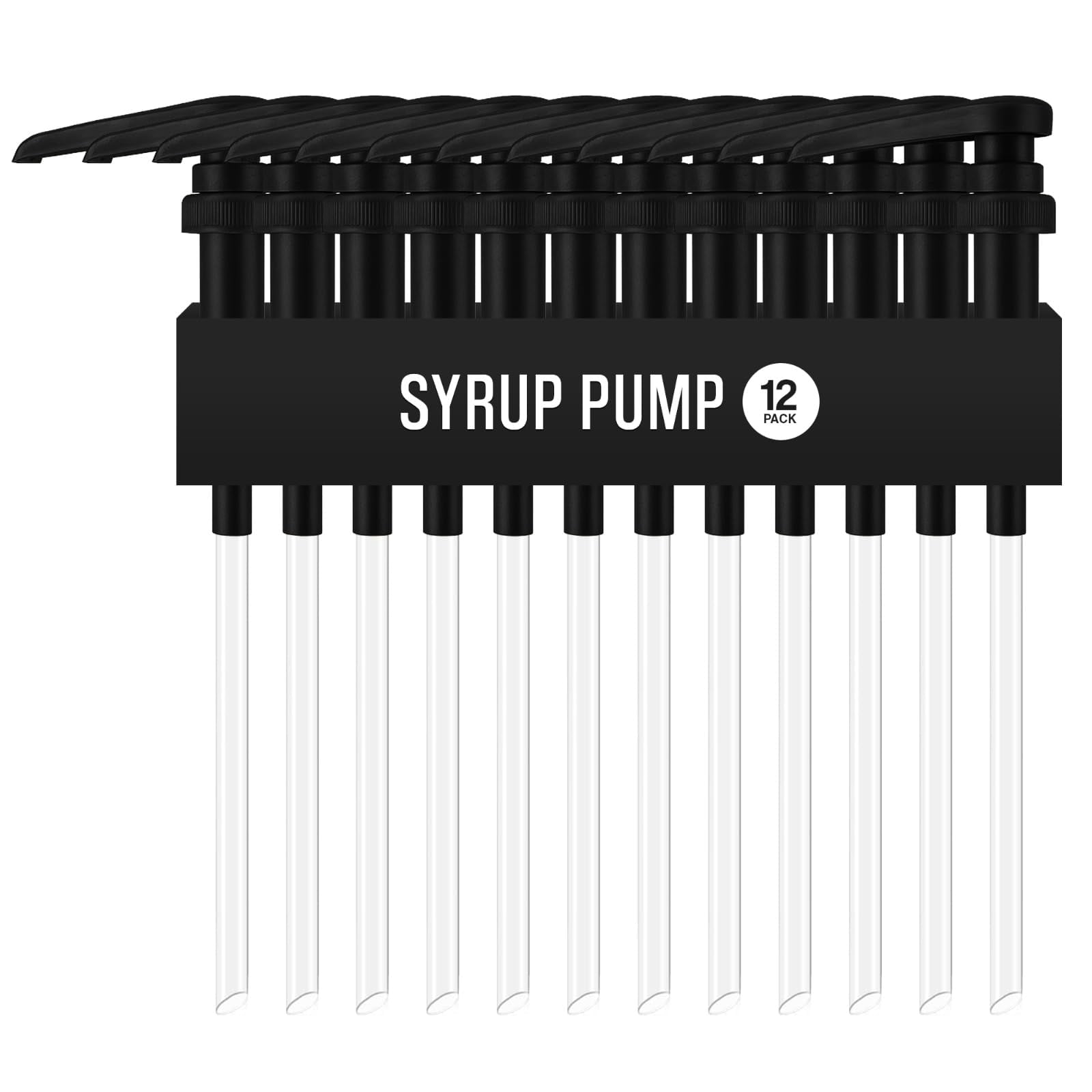 12-pack Black Plastic Bottle Syrup Pumps - Fits 750ml / 25.4 Oz Bottles Compatible With & More Important: Will Not Fit Glass Coffee Dispenser