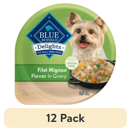 (12 pack) Blue Buffalo Delights Small Breed Natural Wet Dog Food, Filet Mignon in Gravy, 3.5-oz. Cup