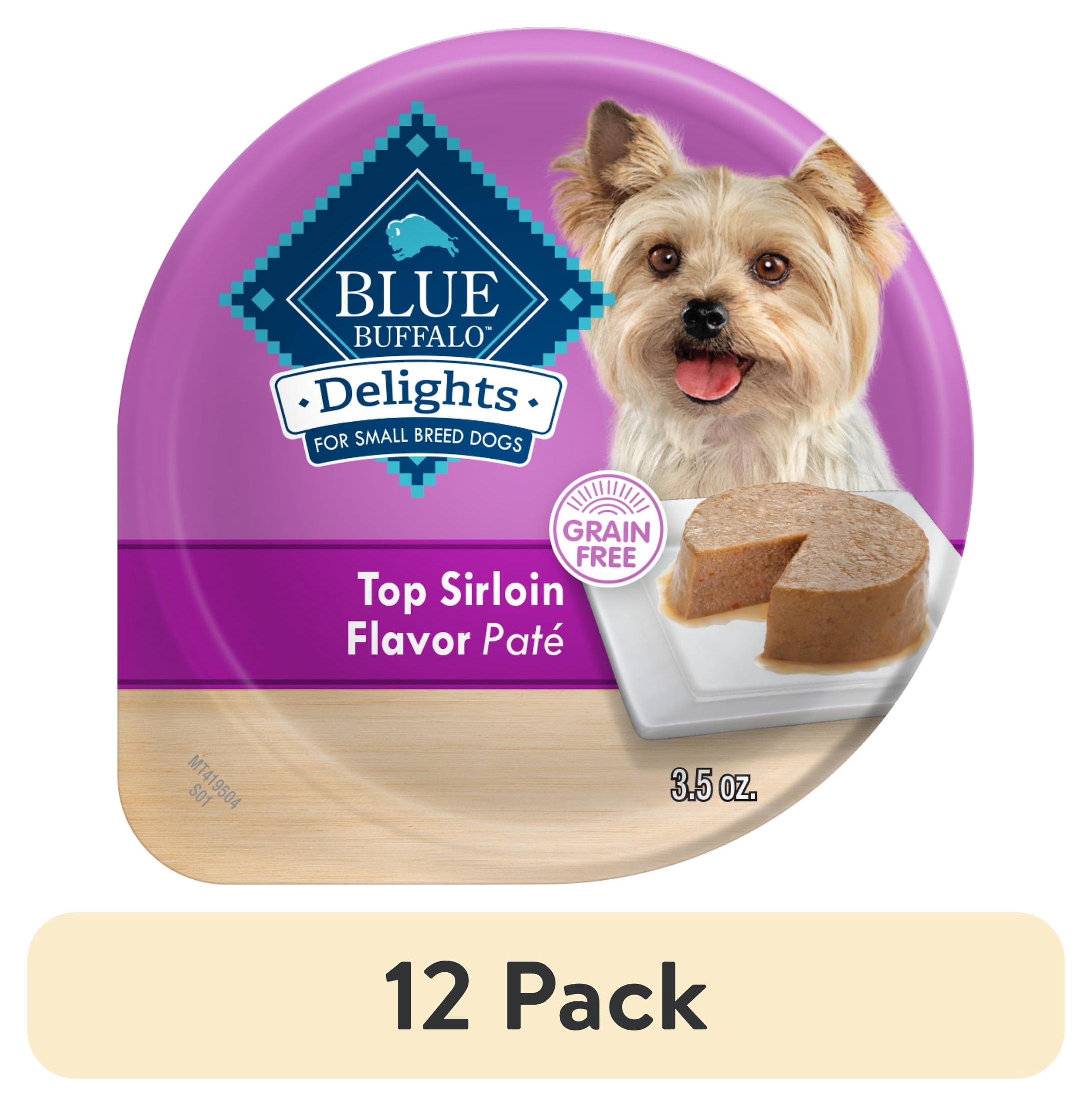 (12 pack) Blue Buffalo Delights Small Breed Natural Wet Dog Food, Top Sirloin Paté, 3.5-oz. Cup