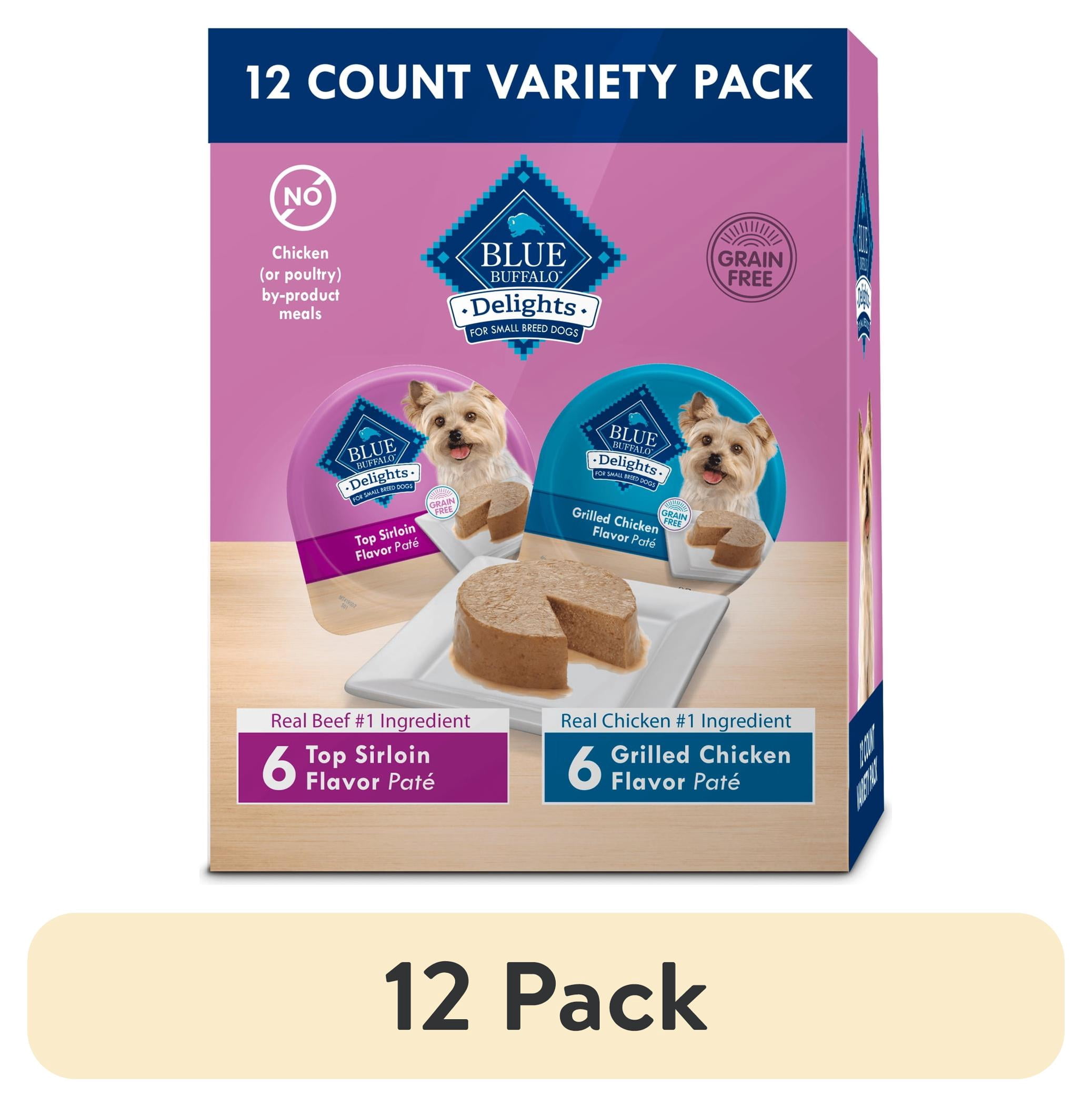 (12 pack) Blue Buffalo Delights Small Breed Natural Wet Dog Food Variety Pack, 3.5-oz. Cups, 12 Count