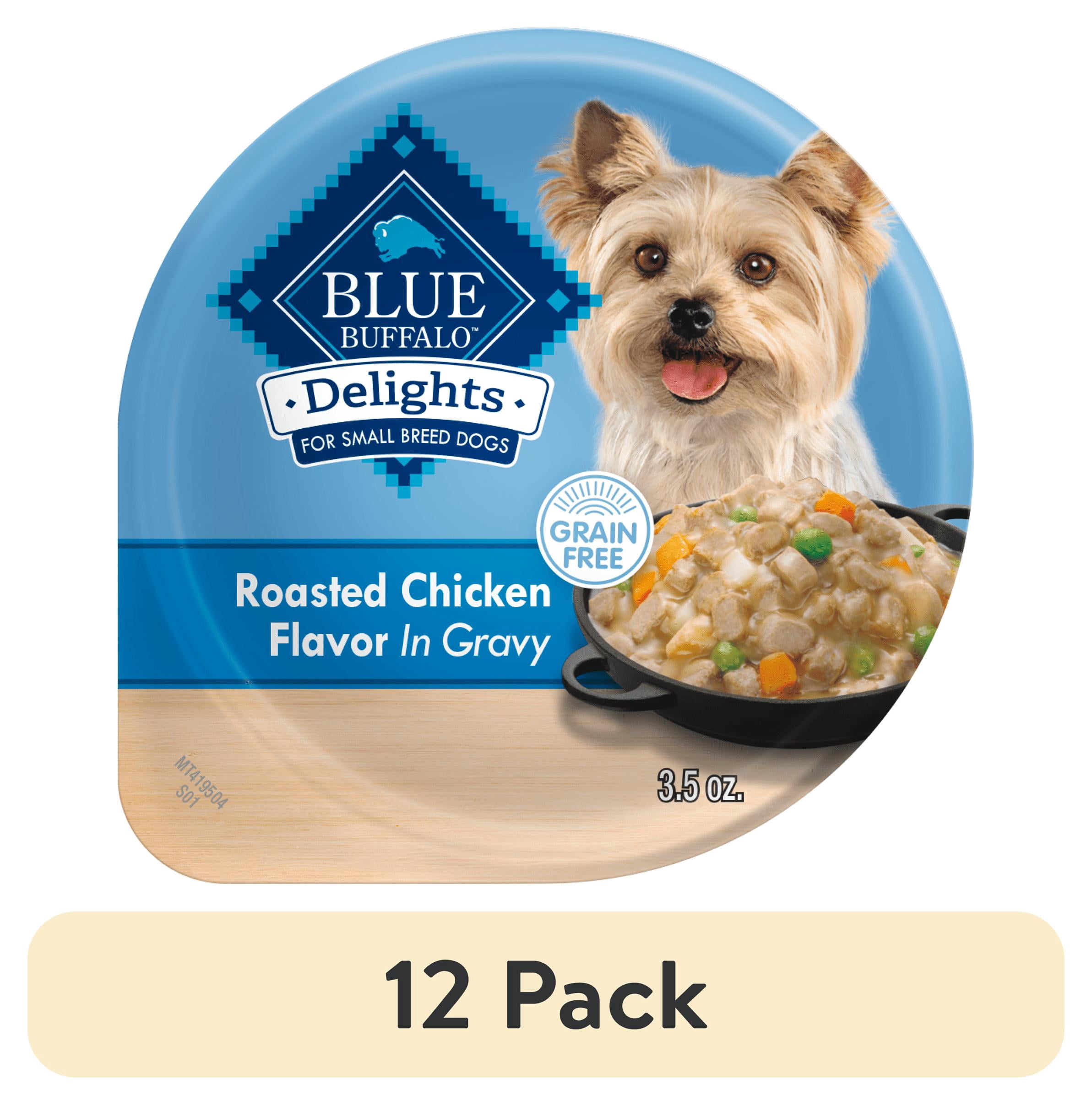 (12 pack) Blue Buffalo Delights Small Breed Roasted Chicken Flavor in Hearty Gravy Wet Dog Food for Adult Dogs, Grain-Free, 3.5 oz. Cup