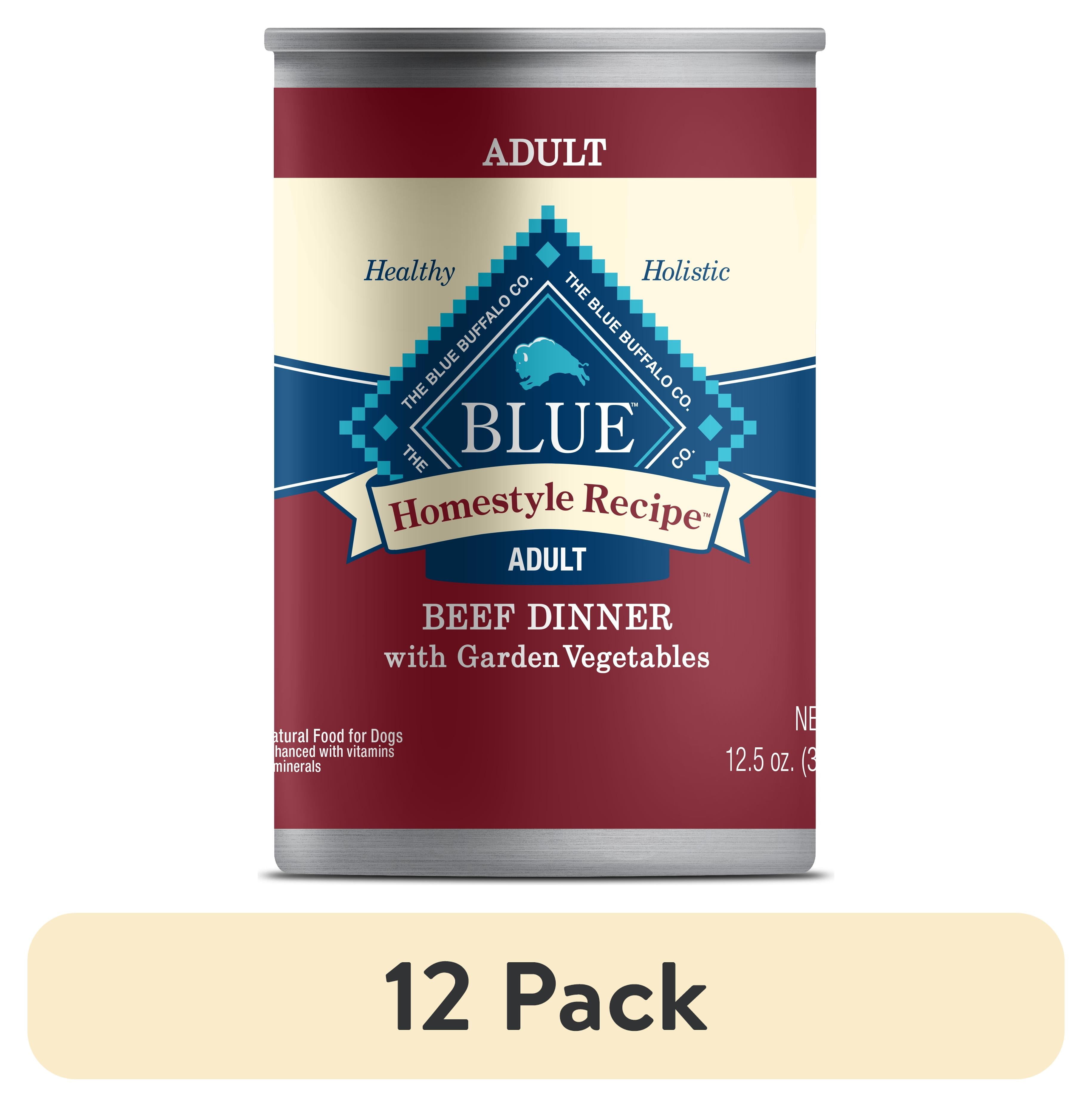 (12 pack) Blue Buffalo Homestyle Recipe Adult Wet Dog Food, Beef Dinner, 12.5-oz. Can