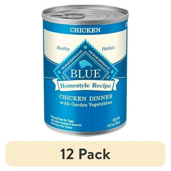 (12 pack) Blue Buffalo Homestyle Recipe Adult Wet Dog Food, Chicken Dinner, 12.5-oz. Can