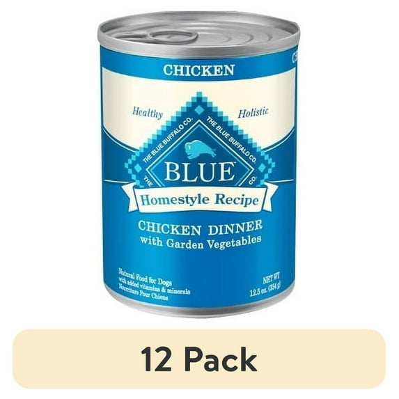 (12 pack) Blue Buffalo Homestyle Recipe Adult Wet Dog Food, Chicken Dinner, 12.5-oz. Can