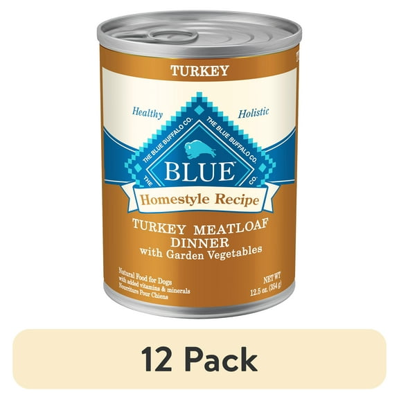 (12 pack) Blue Buffalo Homestyle Recipe Adult Wet Dog Food, Turkey Dinner, 12.5-oz. Can