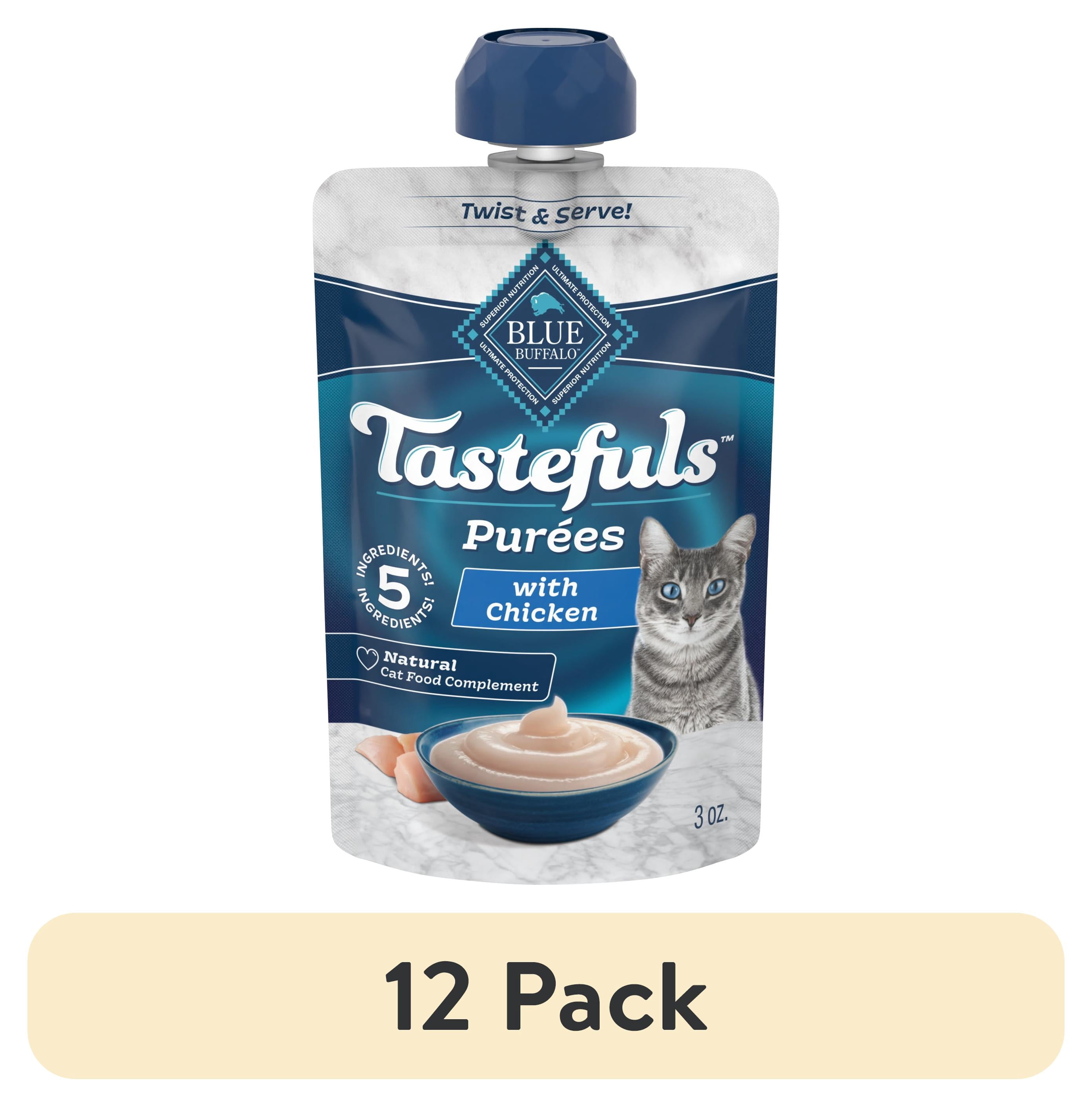 (12 pack) Blue Buffalo Tastefuls Adult Natural Wet Cat Food Purées Pouch Chicken