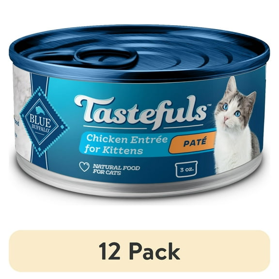 (12 pack) Blue Buffalo Tastefuls Kitten Wet Food Paté, Chicken Entrée 3-oz.