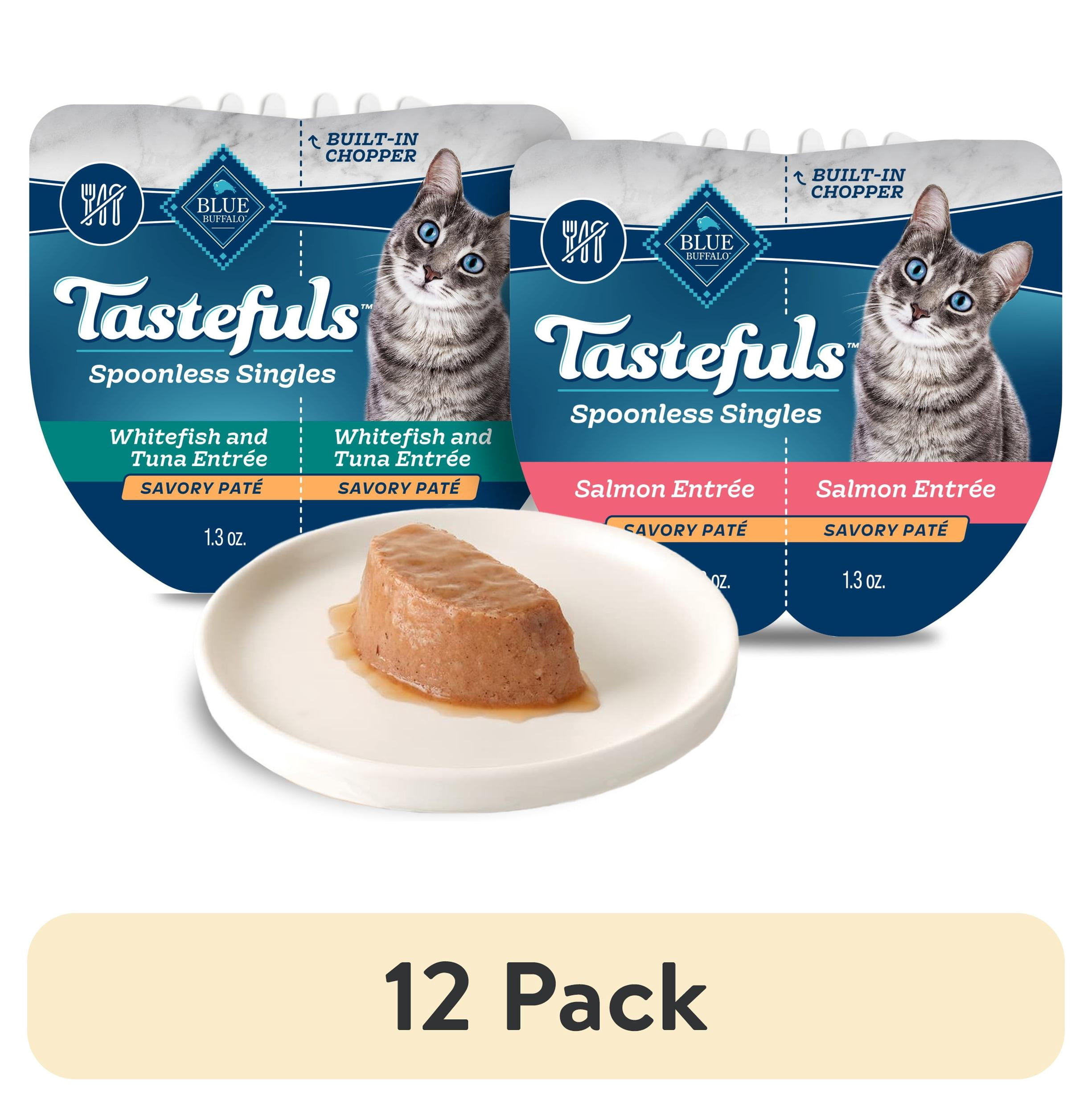 (12 pack) Blue Buffalo Tastefuls Spoonless Singles Variety Pack, Wet Cat Food Pate, 2.6-oz. Twin Packs (12 Count)