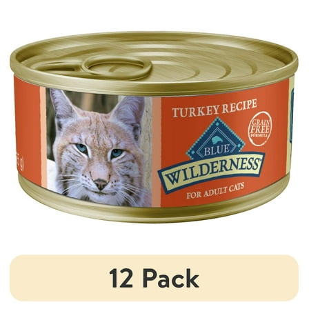 (12 pack) Blue Buffalo Wilderness High-Protein Adult Cat Wet Food, Turkey, 5.5-oz. Can