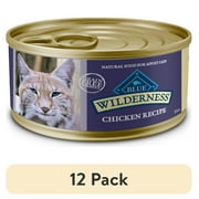 (12 pack) Blue Buffalo Wilderness Wet Cat Food Pate, High-Protein & Grain-Free Recipe, Chicken, 5.5-oz. Can