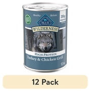 (12 pack) Blue Buffalo Wilderness Adult Wet Dog Food, Turkey & Chicken Grill, 12.5oz,