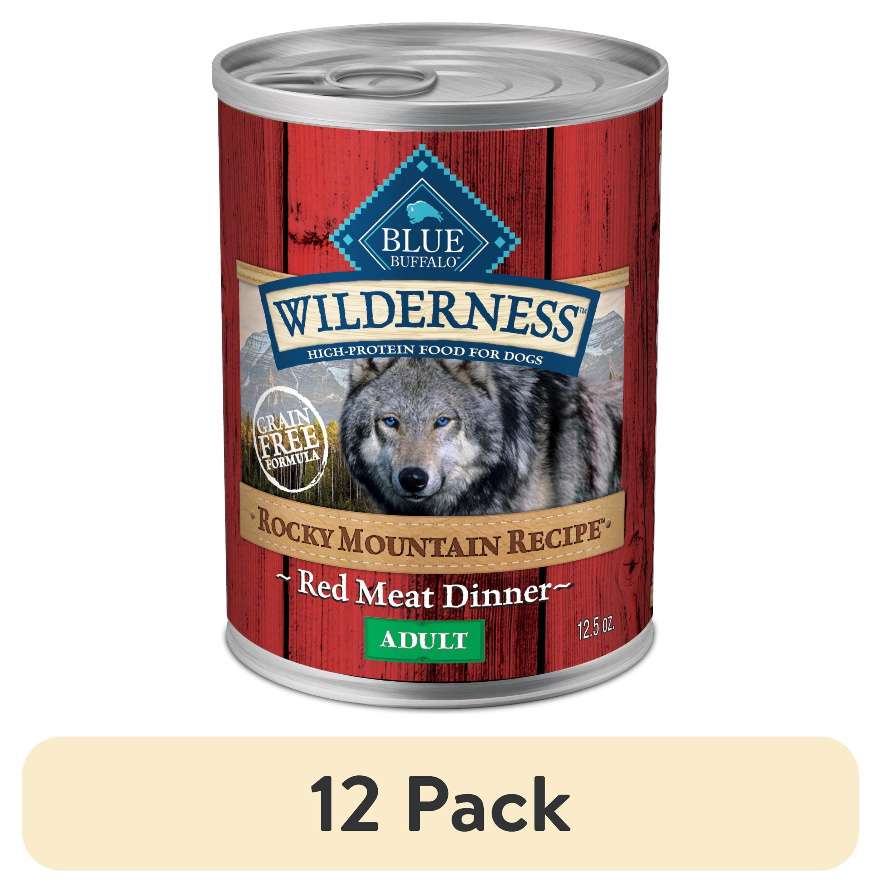 (12 pack) Blue Buffalo Wilderness Adult Wet Dog Food, Grain Free, Red Meat Paté, 12.5oz Can