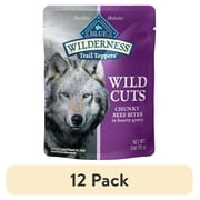 (12 pack) Blue Buffalo Wilderness Trail Toppers Wet Dog Food, Chunky Beef Bites in Hearty Gravy