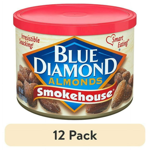 (12 pack) Blue Diamond Almonds, Classic Smokehouse Flavored Healthy Snack Nuts Perfect for Snacking and On-The-Go, 6 oz