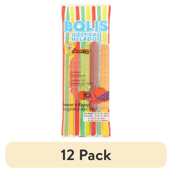 (12 pack) Bolis Assorted Fruit Flavors Icesticks, 19.2 fl oz