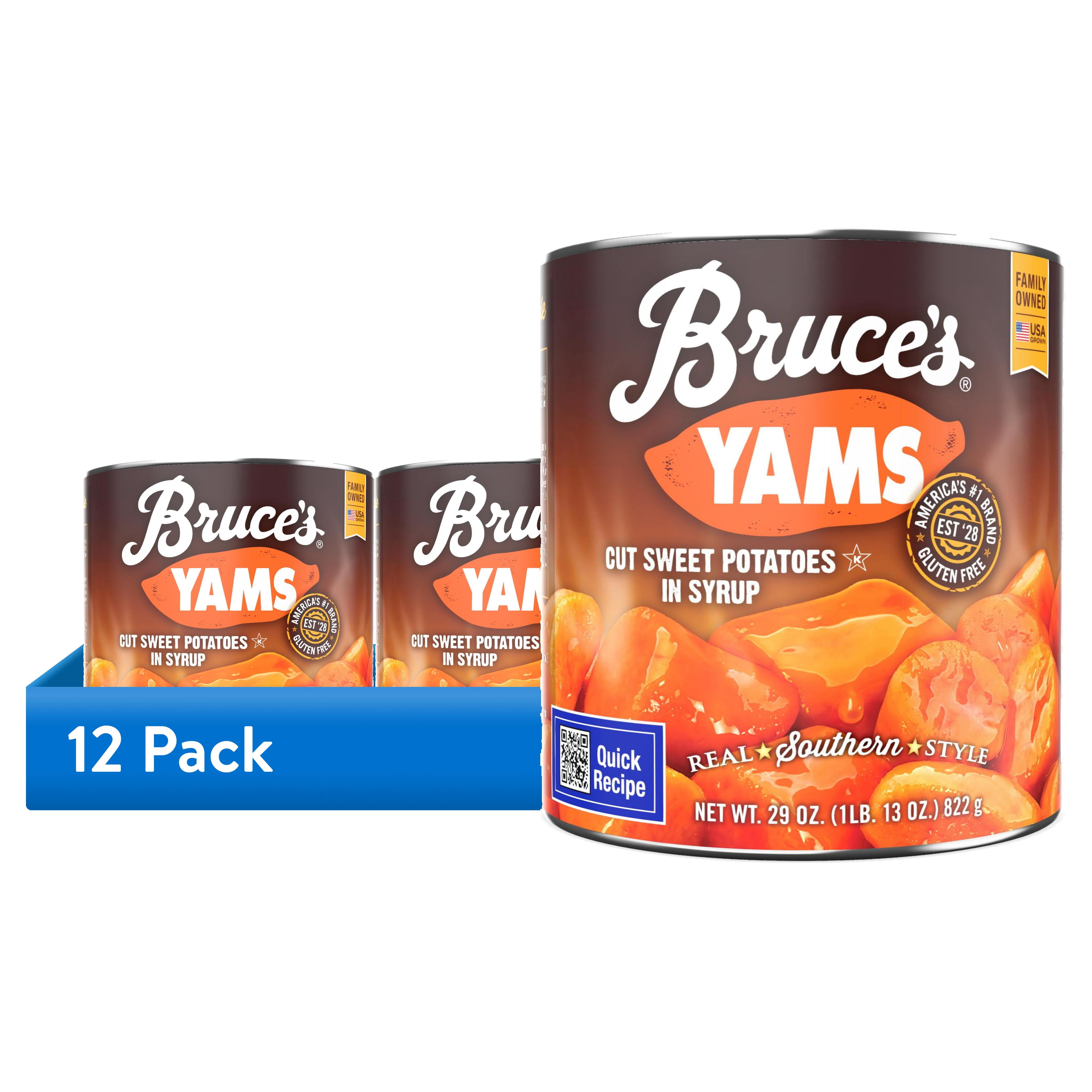 (12 pack) Bruce's Yams Cut Sweet Potatoes in Syrup, 29 oz Can, Allergen-Free