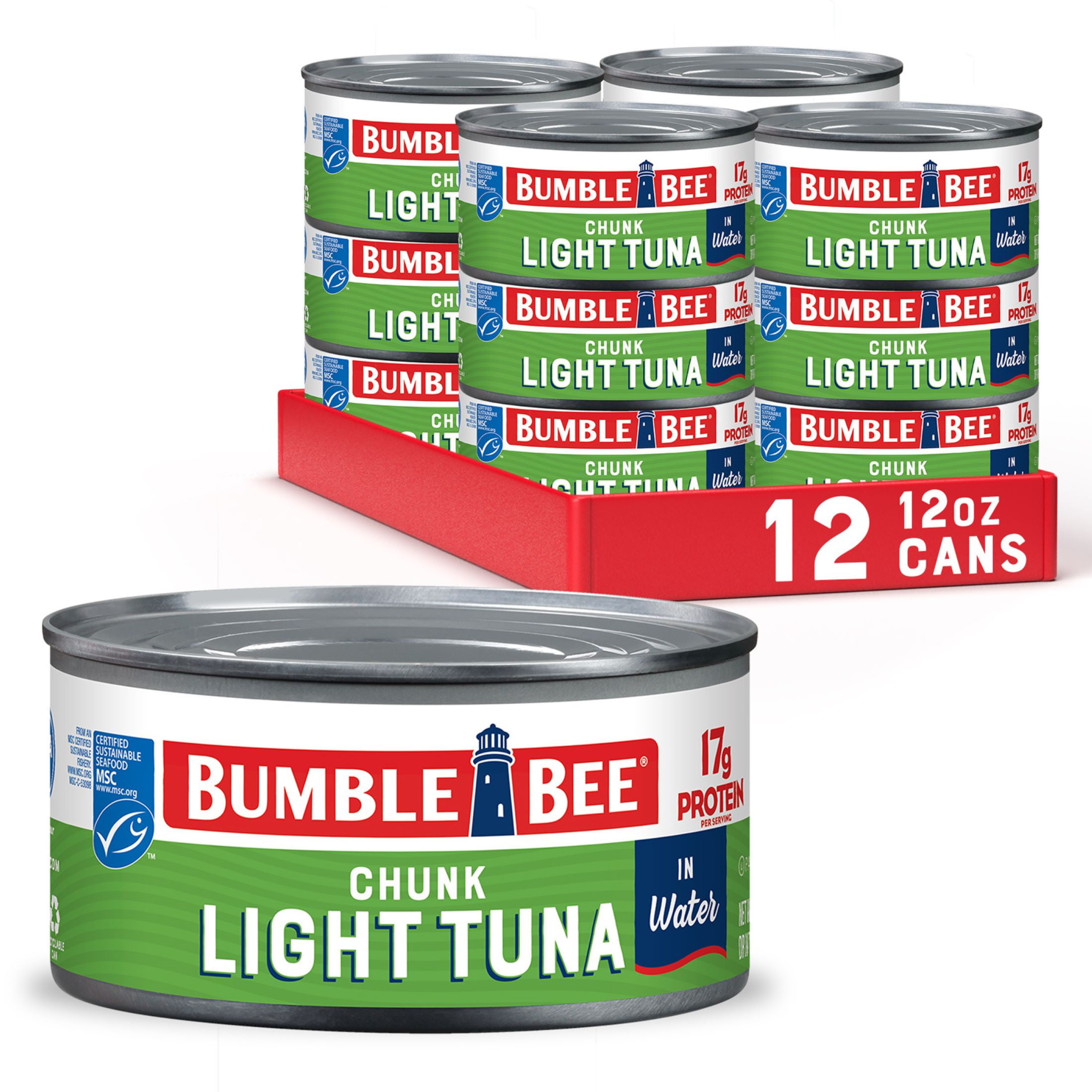 (12 pack) Bumble Bee Chunk Light Tuna in Water, 12 oz can