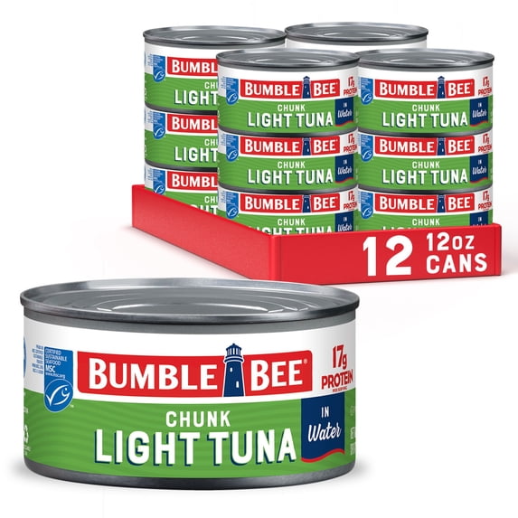 (12 pack) Bumble Bee Chunk Light Tuna in Water, 12 oz can