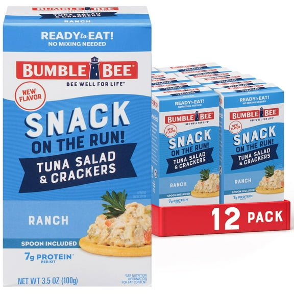 (12 pack) Bumble Bee Snack on the Run, Ranch Flavored Tuna Salad, Ready to Eat Kit, 3.5 Oz Box