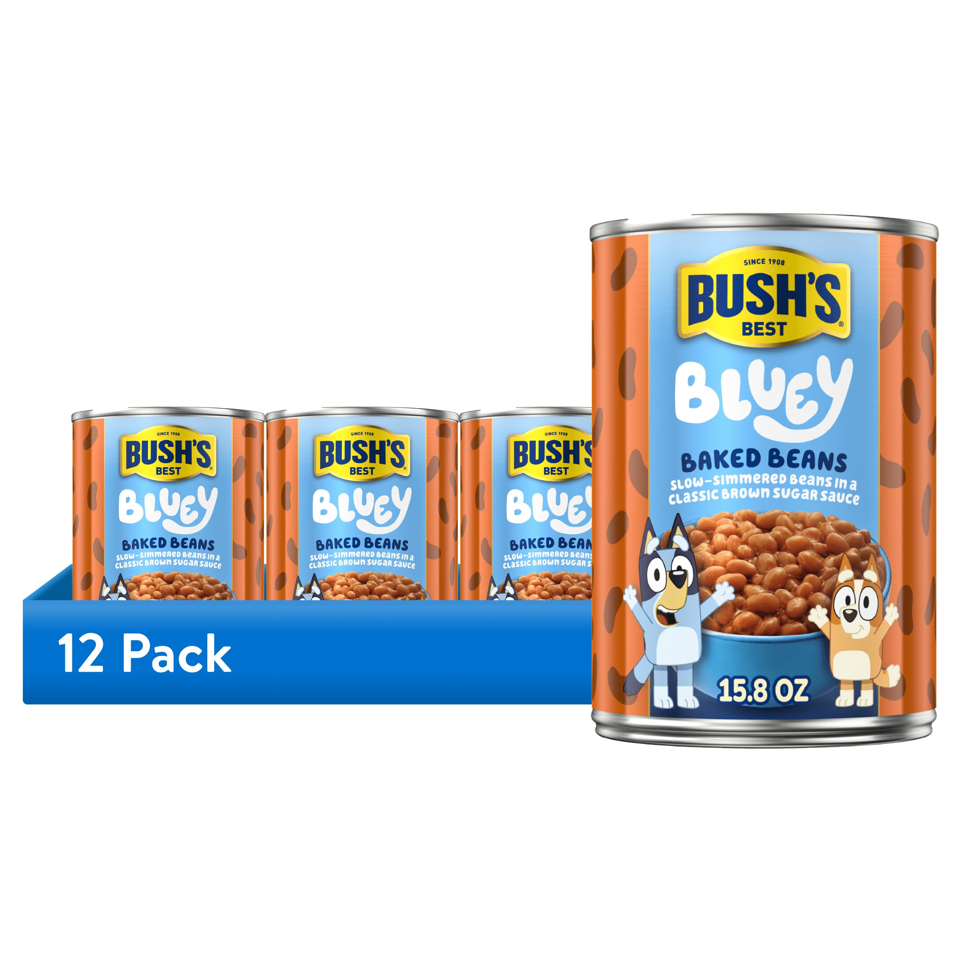 (12 pack) Bush's Bluey Baked Beans, Canned Beans, 15.8 oz Can