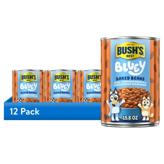 (12 pack) Bush's Bluey Baked Beans, Canned Beans, 15.8 oz Can