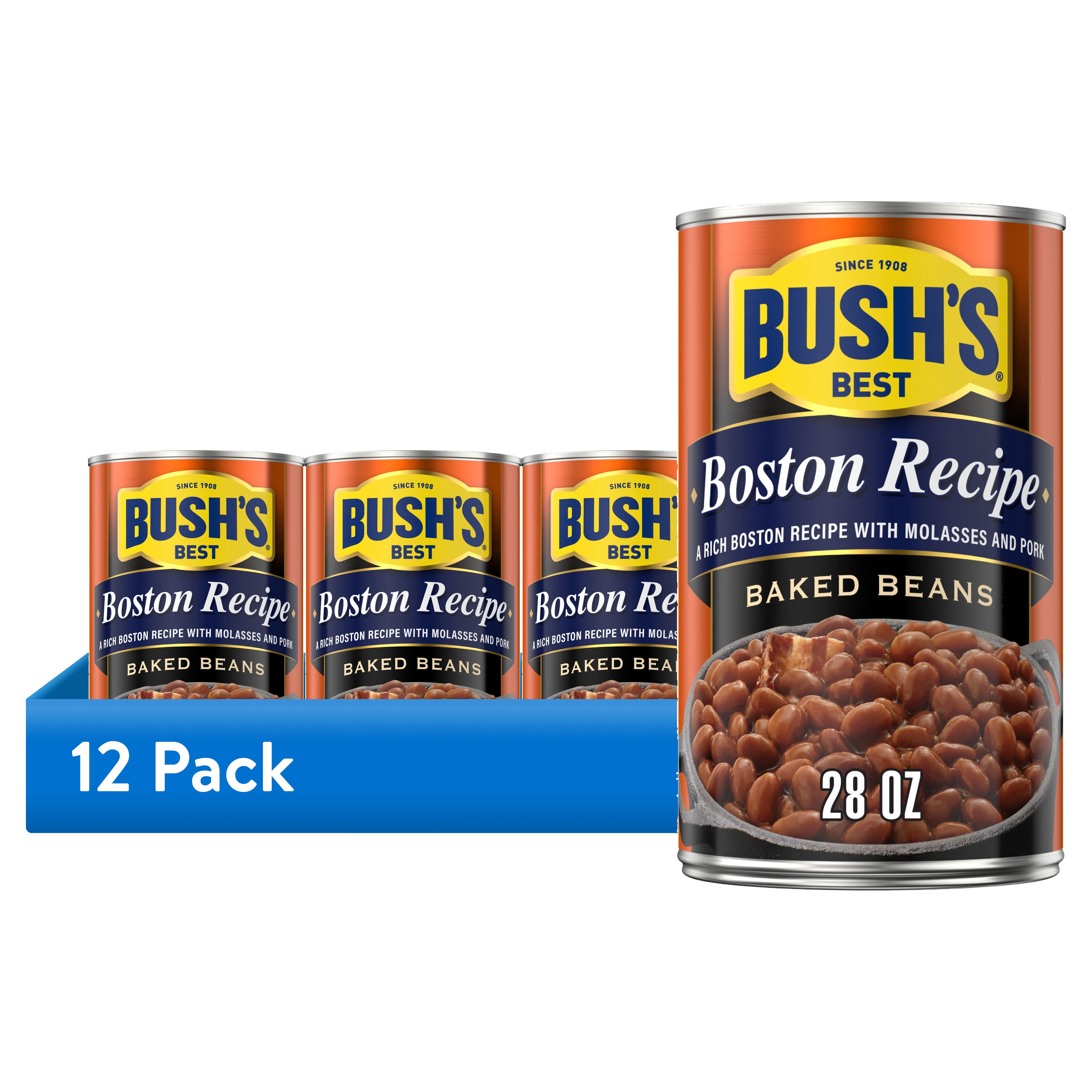 (12 pack) Bush's Boston Recipe Baked Beans, Canned Beans, 28 oz Can
