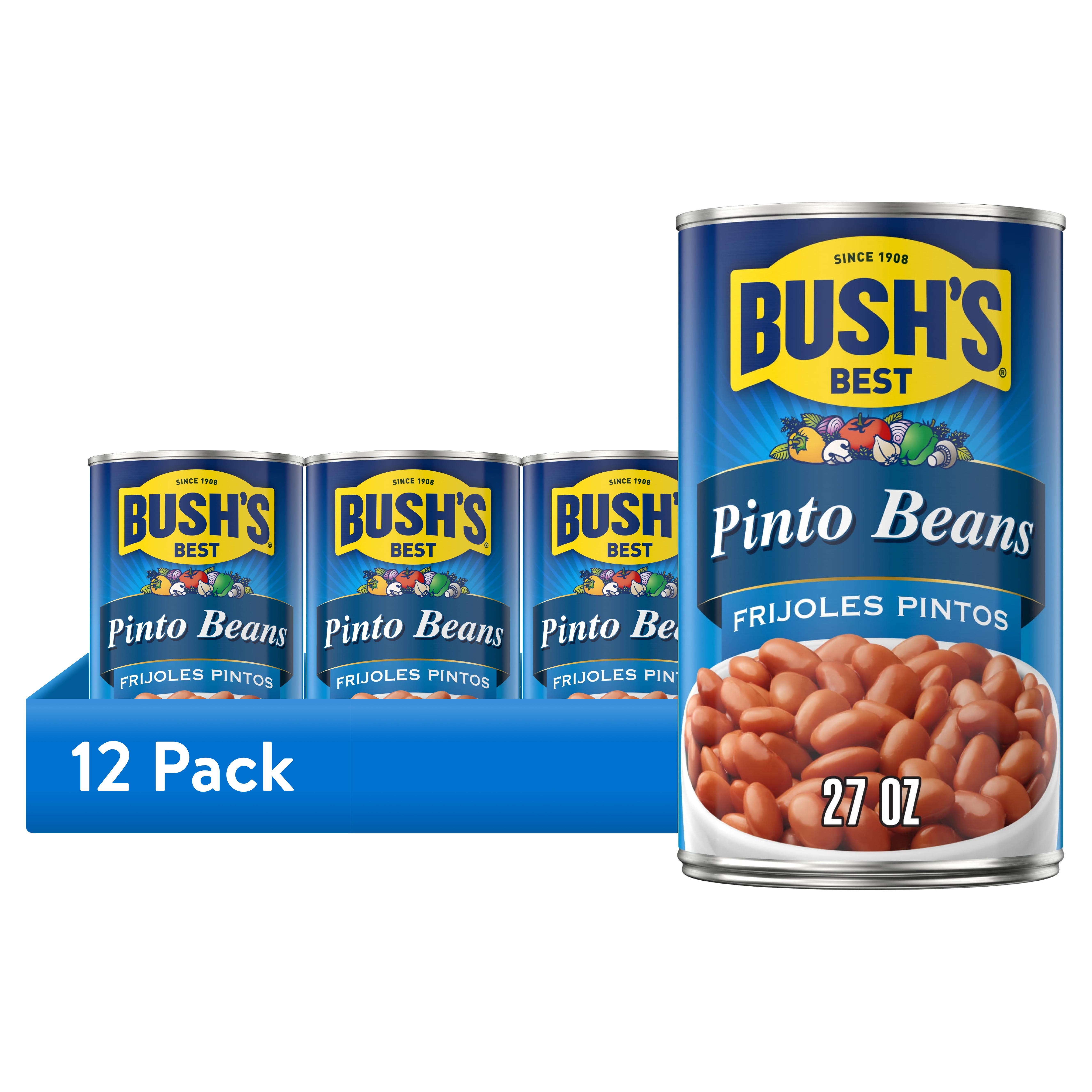 (12 pack) Bush's Canned Pinto Beans, Canned Beans, 27 oz Can