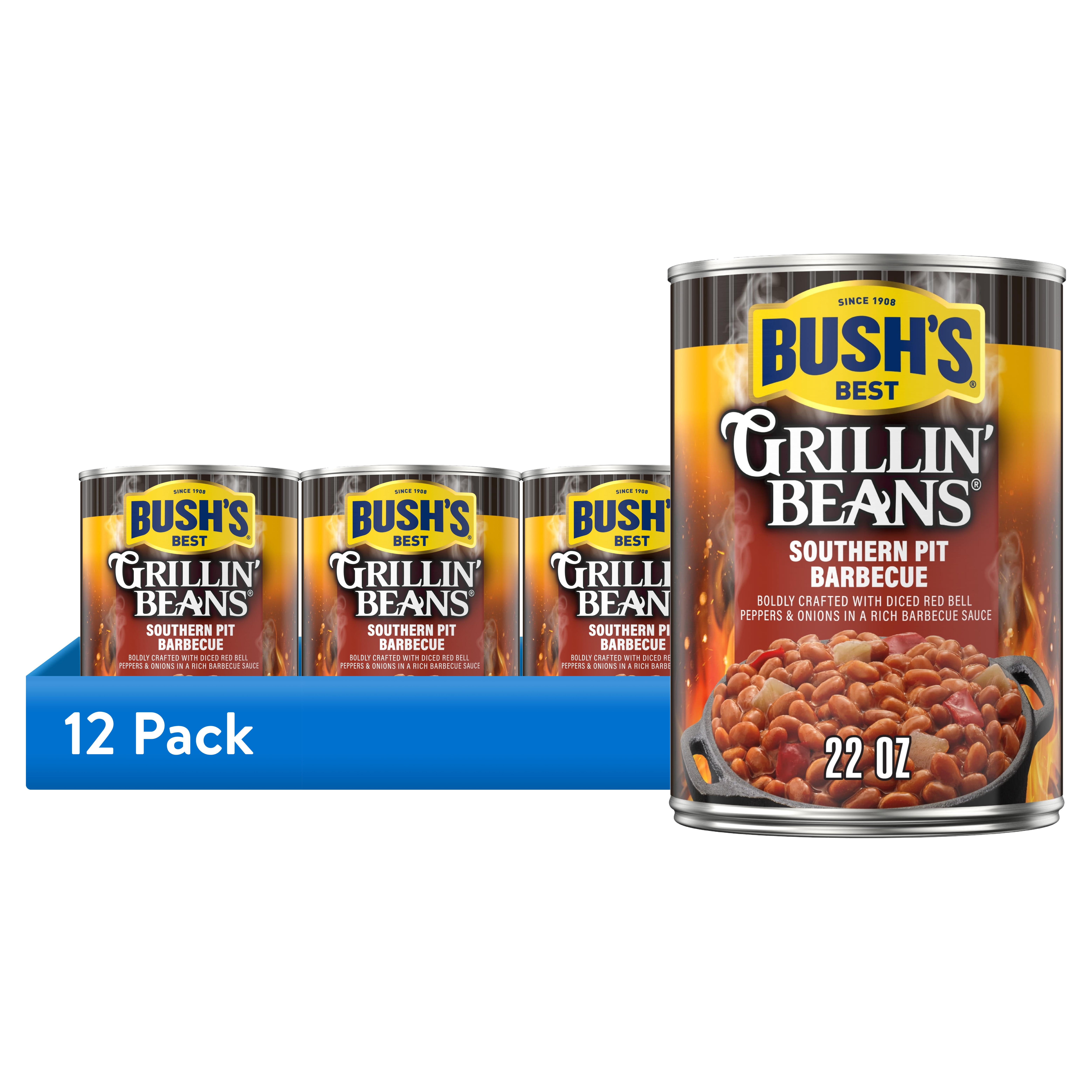 (12 pack) Bush's Grillin' Beans Southern Pit Barbecue, Canned Beans, 22 oz