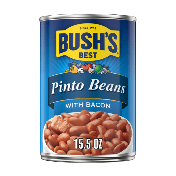 (12 pack) Bush's Pinto Beans with Bacon, Canned Beans, 15.5 oz