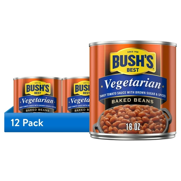 (12 pack) Bush's Vegetarian Baked Beans, Canned Beans, 16 oz Can