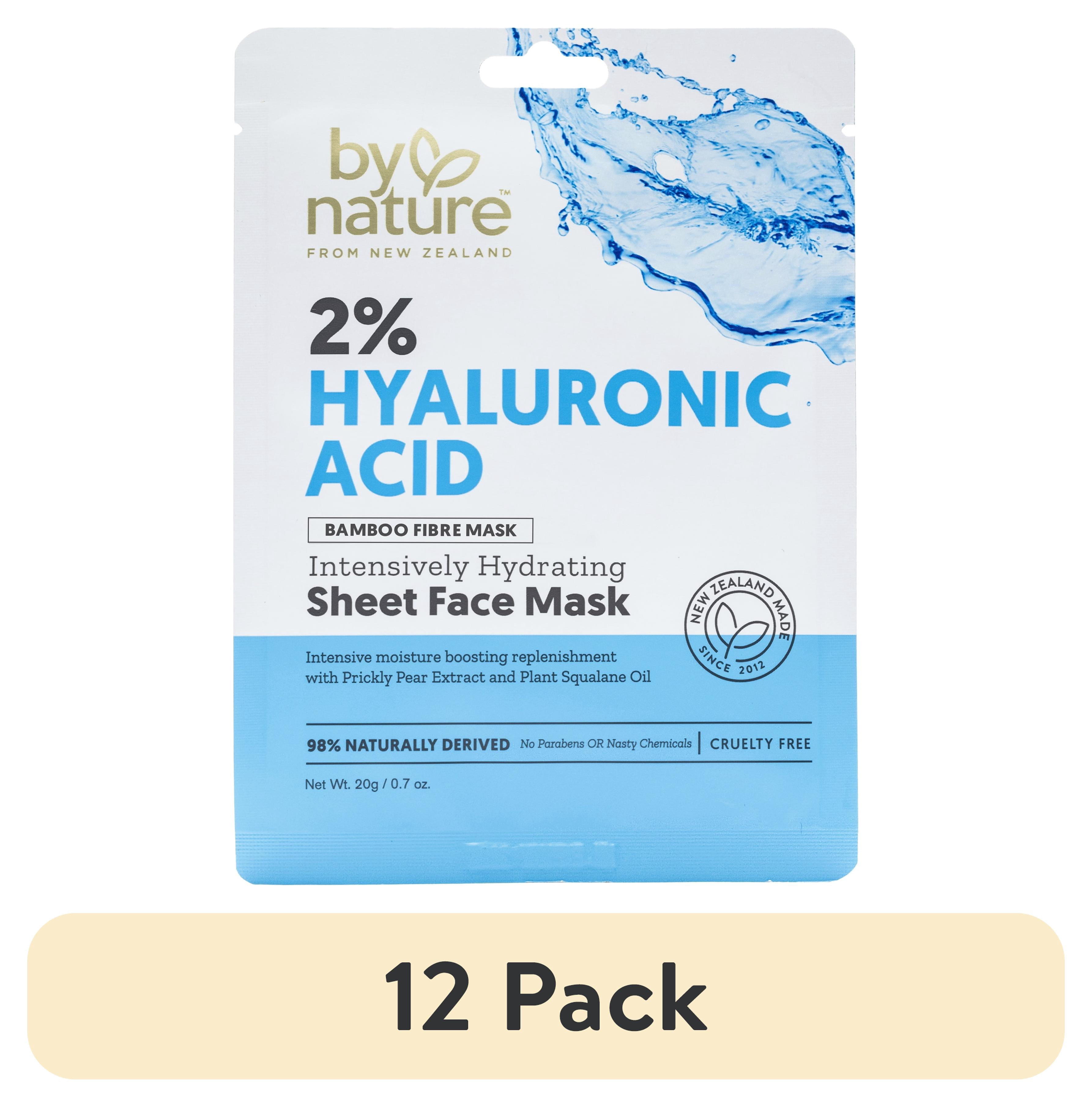 (12 pack) By Nature Skincare from New Zealand 2% Hyaluronic Acid Sheet Face Mask to Intensively Hydrate Skin