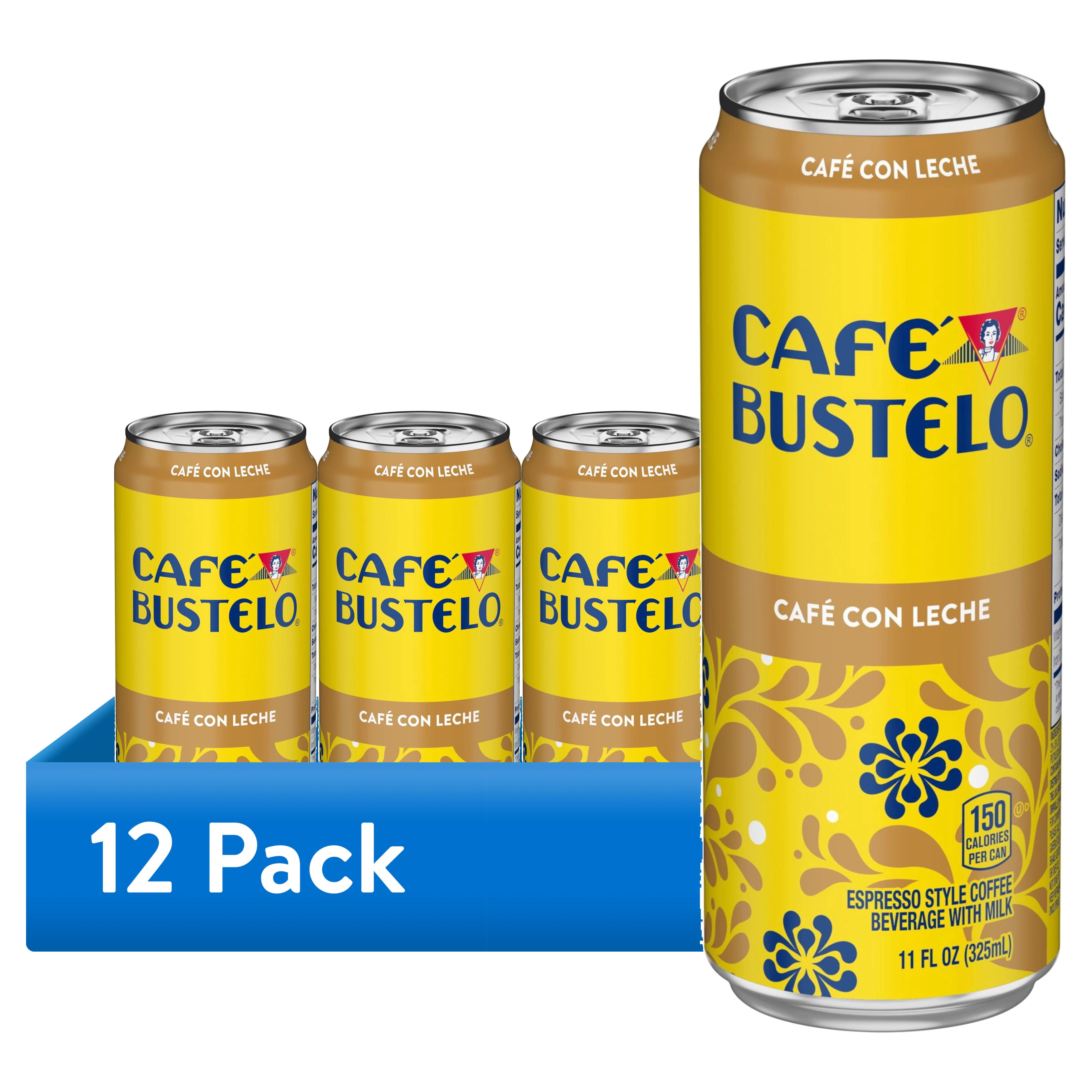 (12 pack) Cafe Bustelo Cafe con Leche Ready to Drink Espresso Style Iced Coffee Beverage, 11 Fl. oz Can