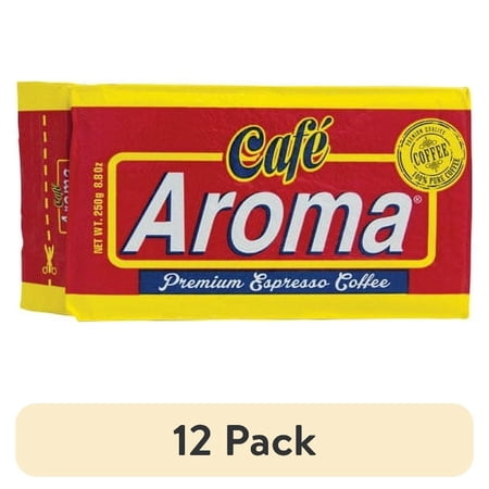 (12 pack) Cafe Aroma Espresso Ground Coffee, Dark Roast Caffeinated, 8.8 oz
