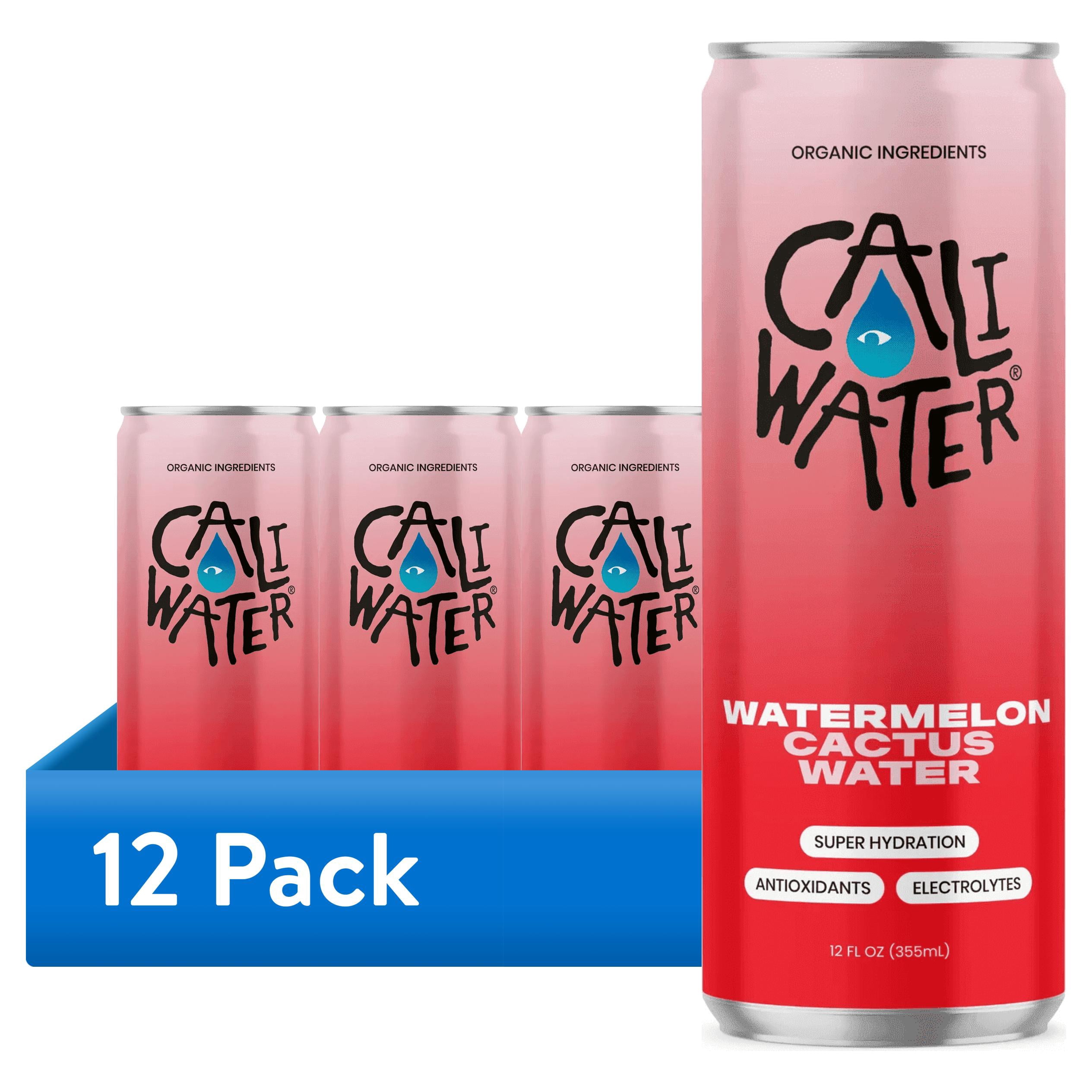(12 pack) Caliwater Organic Cactus Water, Watermelon, Single Can ...