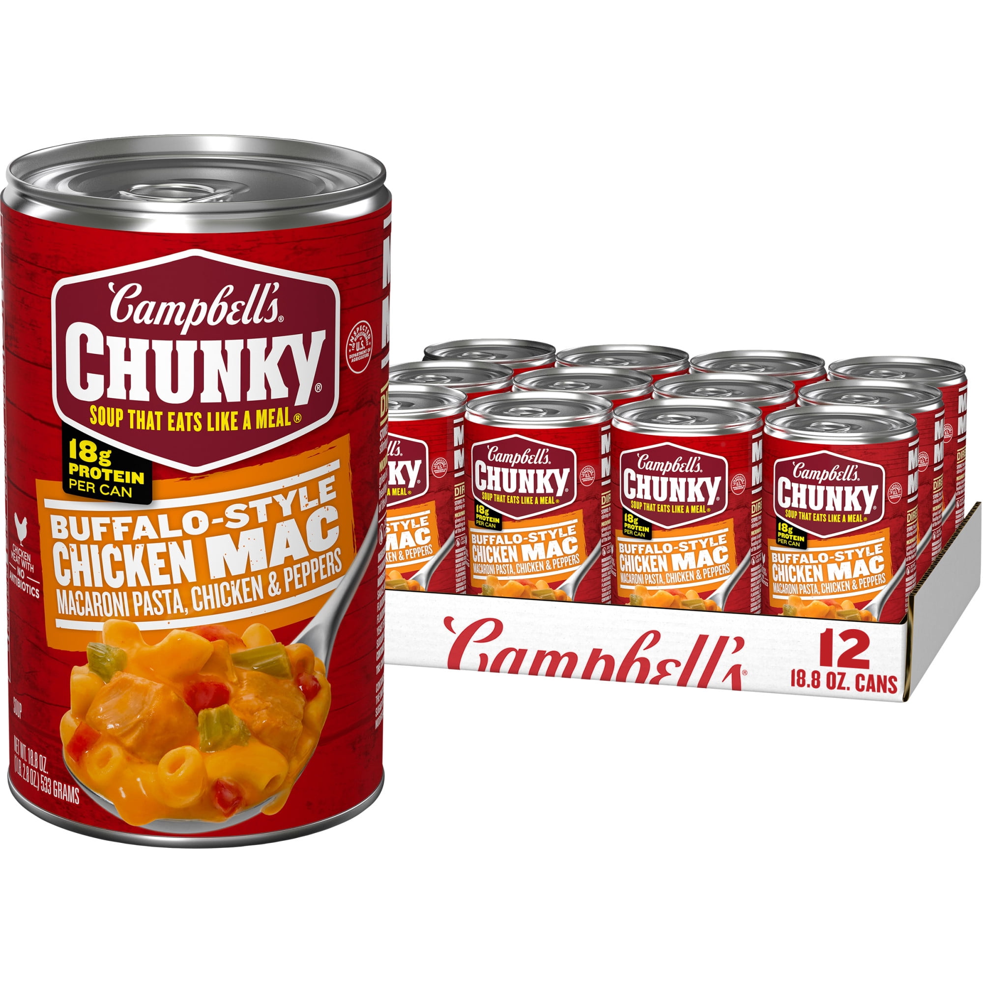 (12 pack) Campbell’s Chunky Buffalo-Style Chicken Mac Soup, 18.8 oz Can
